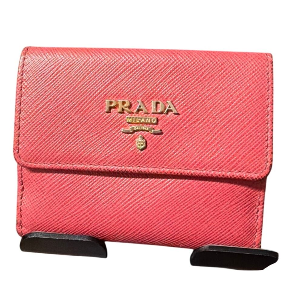 Prada Saffiano Leather Pink Compact Snap Wallet Authenticated - Picture 2 of 10